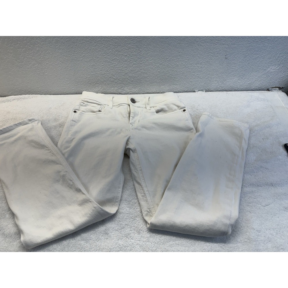 Express Jeans Cropped Skinny Mid Rise White Denim Womens Size 2 Stretch